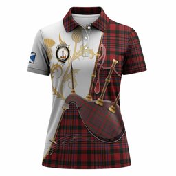 MacAlister (McAlister) Tartan Family Crest Women Polo Shirt Bagpipes with Scottish Thistle