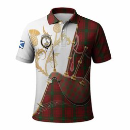MacQuarrie (McQuarrie) Tartan Family Crest Polo Shirt Bagpipes with Scottish Thistle