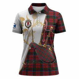 MacNaughton (McNaughton) Tartan Family Crest Women Polo Shirt Bagpipes with Scottish Thistle