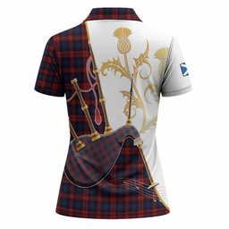 MacLachlan (McLachlan) Tartan Family Crest Women Polo Shirt Bagpipes with Scottish Thistle