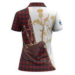 Nicolson Tartan Family Crest Women Polo Shirt Bagpipes with Scottish Thistle