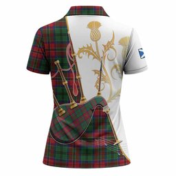 MacCulloch (McCulloch) Tartan Family Crest Women Polo Shirt Bagpipes with Scottish Thistle