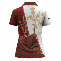 MacDonald (McDonald) of Sleat Tartan Family Crest Women Polo Shirt Bagpipes with Scottish Thistle