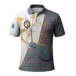 Ralston Tartan Family Crest Polo Shirt Bagpipes with Scottish Thistle