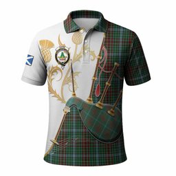 Gayre Tartan Family Crest Polo Shirt Bagpipes with Scottish Thistle