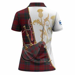 MacDonald (McDonald) of Glencoe Tartan Family Crest Women Polo Shirt Bagpipes with Scottish Thistle