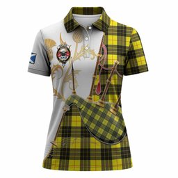 MacLeod (McLeod) Tartan Family Crest Women Polo Shirt Bagpipes with Scottish Thistle