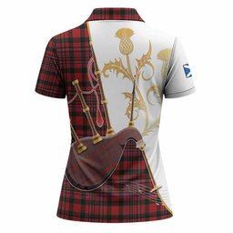 MacAlister (McAlister) Tartan Family Crest Women Polo Shirt Bagpipes with Scottish Thistle