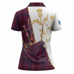 McCall (Caithness) Tartan Family Crest Women Polo Shirt Bagpipes with Scottish Thistle