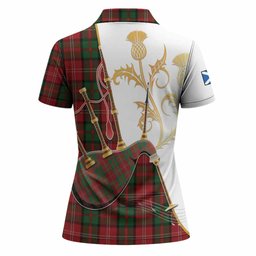Nesbitt (Nisbet) Tartan Family Crest Women Polo Shirt Bagpipes with Scottish Thistle