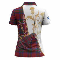 MacGillivray (McGillivray) Tartan Family Crest Women Polo Shirt Bagpipes with Scottish Thistle