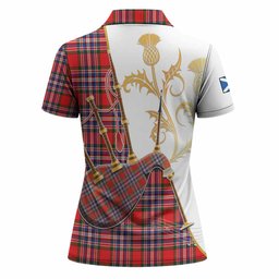 MacFarlane (McFarlane) Tartan Family Crest Women Polo Shirt Bagpipes with Scottish Thistle