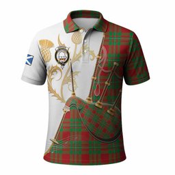 Grierson Tartan Family Crest Polo Shirt Bagpipes with Scottish Thistle