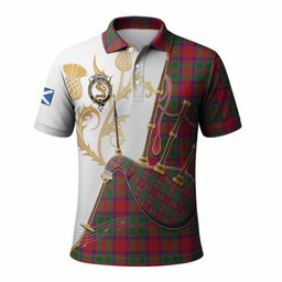 MacIntosh (McIntosh) Tartan Family Crest Polo Shirt Bagpipes with Scottish Thistle