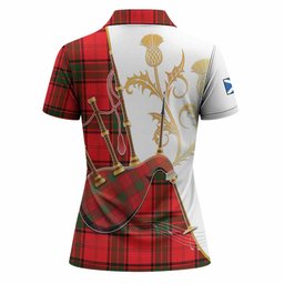 Maxtone Tartan Family Crest Women Polo Shirt Bagpipes with Scottish Thistle