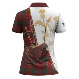 MacDougall (McDougall) Tartan Family Crest Women Polo Shirt Bagpipes with Scottish Thistle