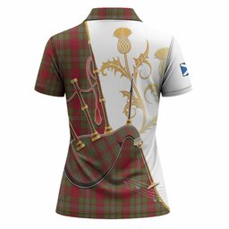 Strange (Strang) Tartan Family Crest Women Polo Shirt Bagpipes with Scottish Thistle