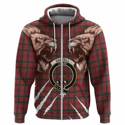 Dalzell (Dalziel) Tartan Crest Hoodie Ferocious Lion Style