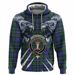 Donnachaidh Tartan Crest Hoodie Ferocious Lion Style