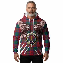 Auchinleck (Affleck) Tartan Crest Hoodie Ferocious Lion Style