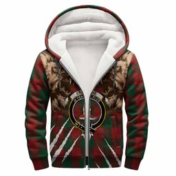Erskine Tartan Crest Sherpa Hoodie Ferocious Lion Style