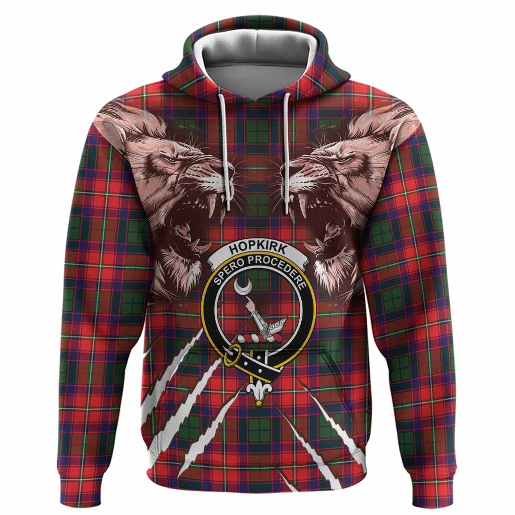 Hopkirk Tartan Crest Hoodie Ferocious Lion Style