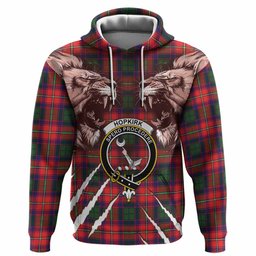 Hopkirk Tartan Crest Hoodie Ferocious Lion Style