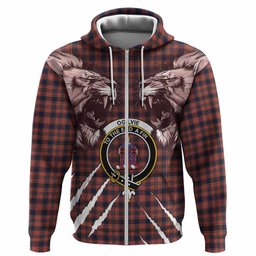 Ogilvie (Ogilvy) Tartan Crest Hoodie Ferocious Lion Style