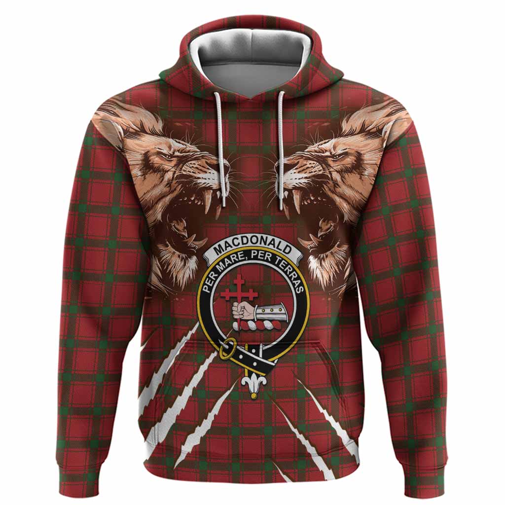 MacDonald (McDonald) of Sleat Tartan Crest Hoodie Ferocious Lion Style