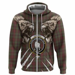 Tennant Tartan Crest Hoodie Ferocious Lion Style
