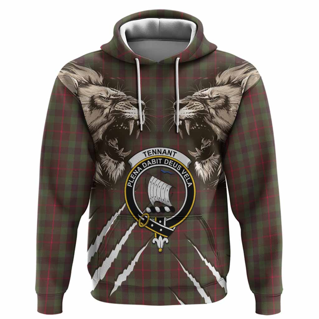 Tennant Tartan Crest Hoodie Ferocious Lion Style