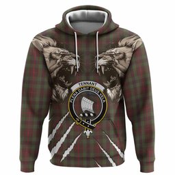 Tennant Tartan Crest Hoodie Ferocious Lion Style