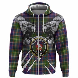 Whitefoord Tartan Crest Hoodie Ferocious Lion Style
