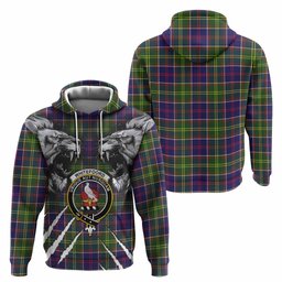 Whitefoord Tartan Crest Hoodie Ferocious Lion Style