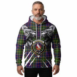 Whitefoord Tartan Crest Hoodie Ferocious Lion Style