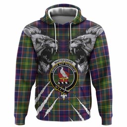 Whitefoord Tartan Crest Hoodie Ferocious Lion Style
