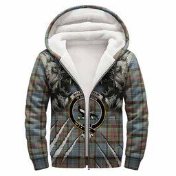 Walkinshaw Tartan Crest Sherpa Hoodie Ferocious Lion Style