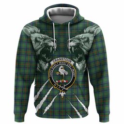 Cranstoun (Cranston) Tartan Crest Hoodie Ferocious Lion Style