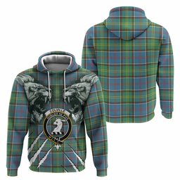 Colville Tartan Crest Hoodie Ferocious Lion Style