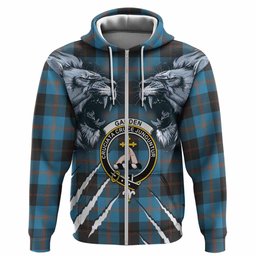 Garden (Gardyne) Tartan Crest Hoodie Ferocious Lion Style