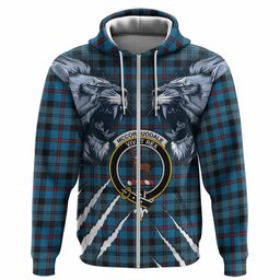 MacCorquodale (McCorquodale) Tartan Crest Hoodie Ferocious Lion Style