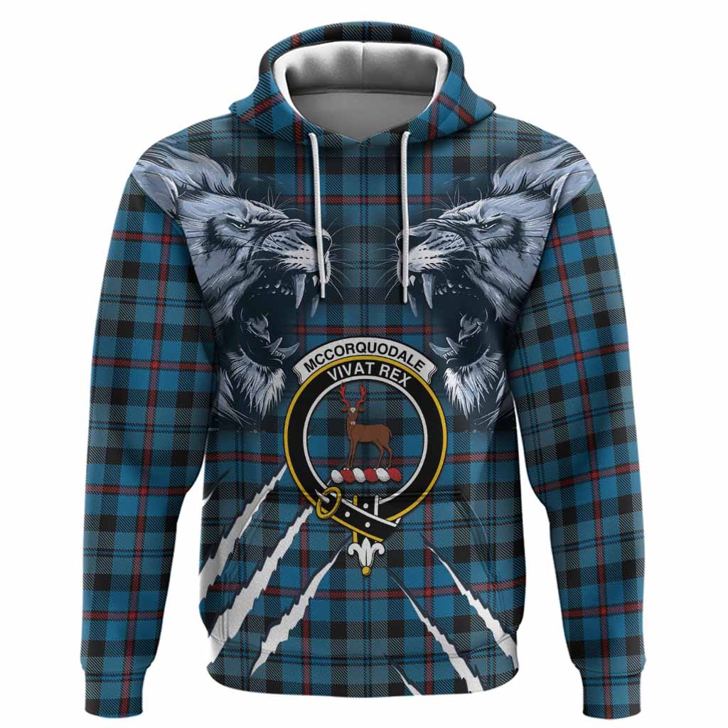 MacCorquodale (McCorquodale) Tartan Crest Hoodie Ferocious Lion Style