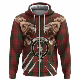 Livingstone (Livingston) Tartan Crest Hoodie Ferocious Lion Style