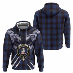 Home (Hume) Tartan Crest Hoodie Ferocious Lion Style