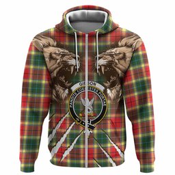 Gibson (Gibbs or Gibsone) Tartan Crest Hoodie Ferocious Lion Style