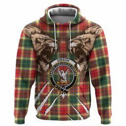 Gibson (Gibbs or Gibsone) Tartan Crest Hoodie Ferocious Lion Style