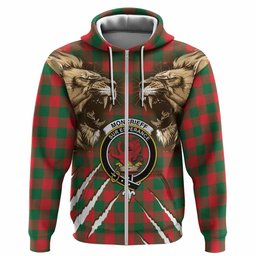 Moncrieff (Moncreiffe) Tartan Crest Hoodie Ferocious Lion Style