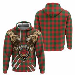 Moncrieff (Moncreiffe) Tartan Crest Hoodie Ferocious Lion Style