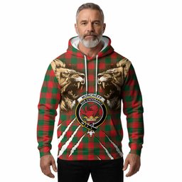 Moncrieff (Moncreiffe) Tartan Crest Hoodie Ferocious Lion Style
