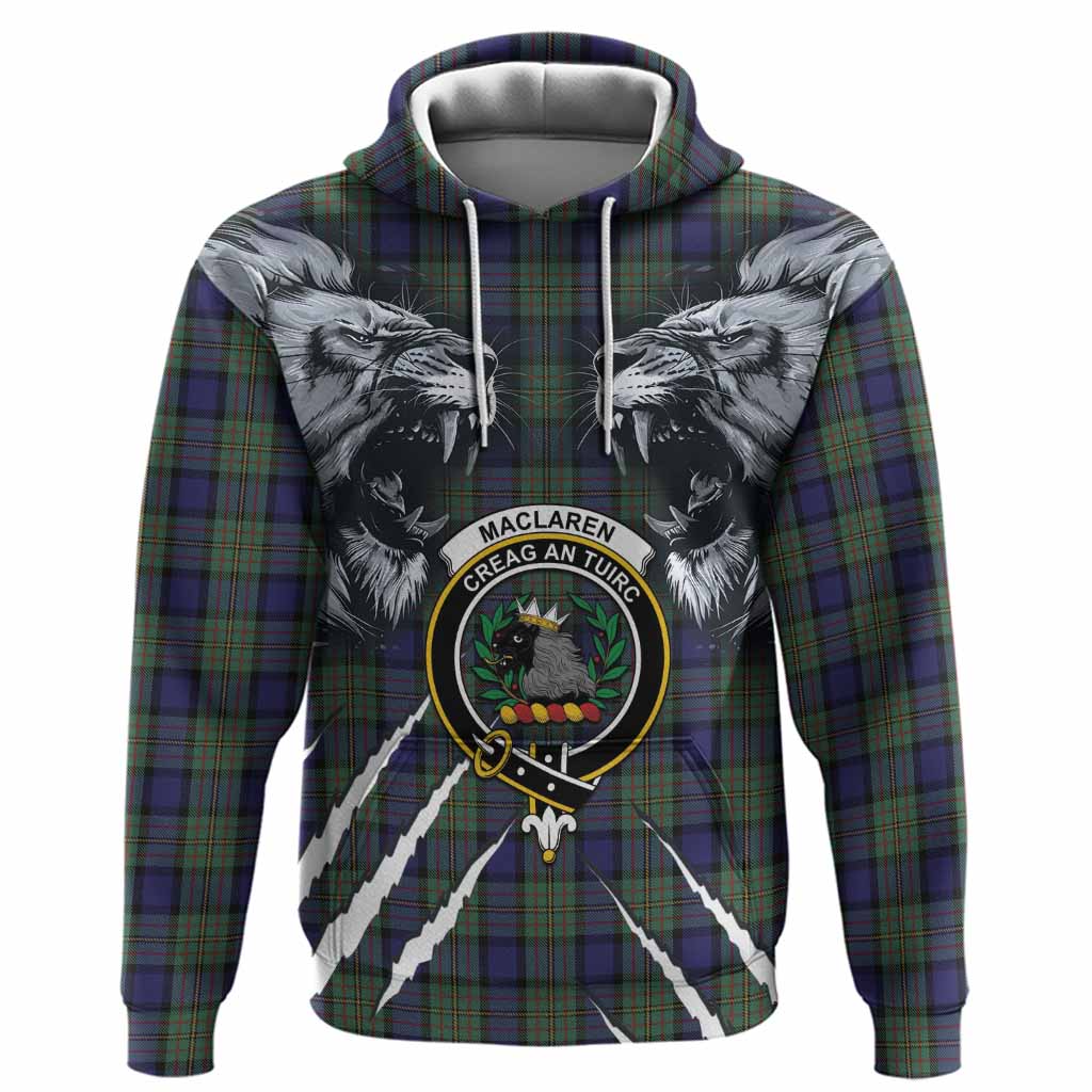 MacLaren (McLaren) Tartan Crest Hoodie Ferocious Lion Style